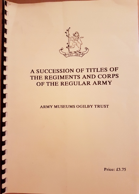 Image for A Succession of Titles of the Regiments and Corps of the Regular Army