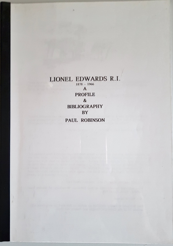 Image for Lionel Edwards R.I. 1878-1966. A Profile & Bibliography